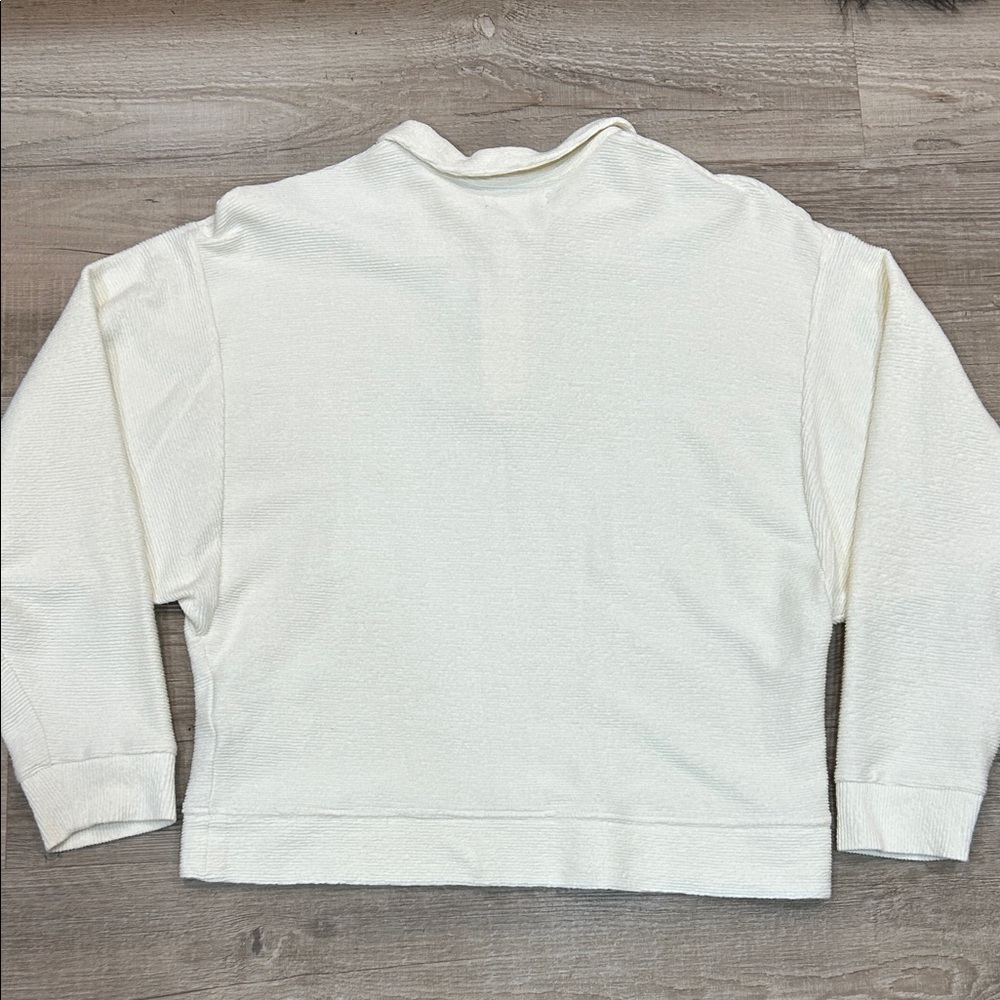 Madewell Cream textured long sleeve polo top, size small - Picture 3 of 3